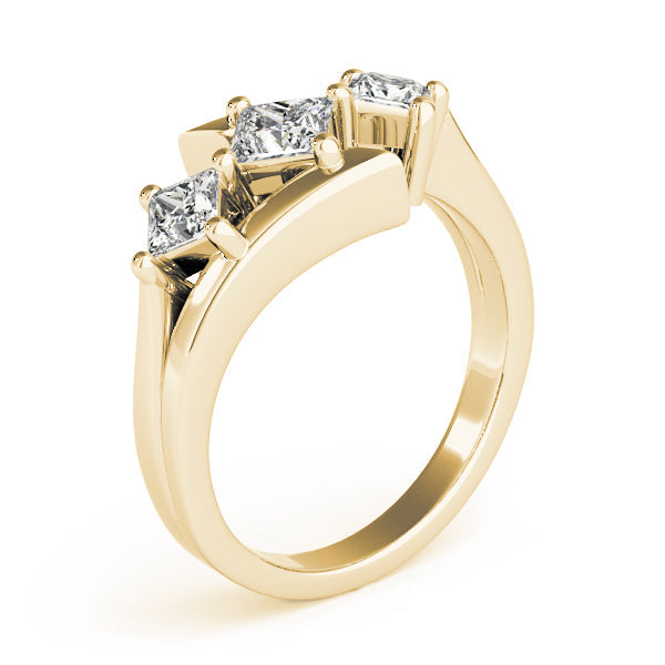 Princess Diamond Trilogy Ring with Open Gallery in 10K/14K gold and platinum with certified lab-grown or natural diamonds