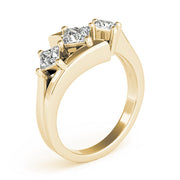 Princess Diamond Trilogy Ring with Open Gallery in 10K/14K gold and platinum with certified lab-grown or natural diamonds