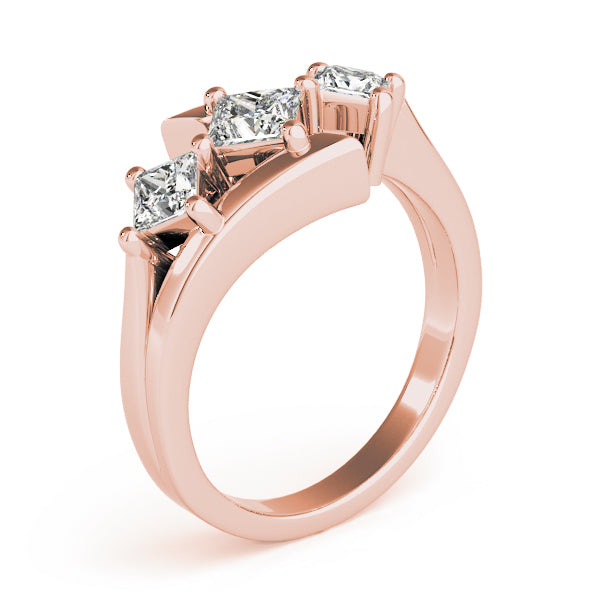 Princess Diamond Trilogy Ring with Open Gallery in 10K/14K gold and platinum with certified lab-grown or natural diamonds