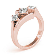 Princess Diamond Trilogy Ring with Open Gallery in 10K/14K gold and platinum with certified lab-grown or natural diamonds