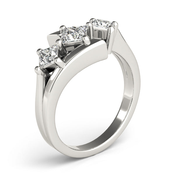 Princess Diamond Trilogy Ring with Open Gallery in 10K/14K gold and platinum with certified lab-grown or natural diamonds