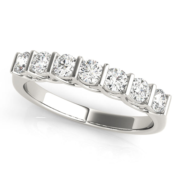 Bar Set Half Eternity Ring in Gold & Platinum