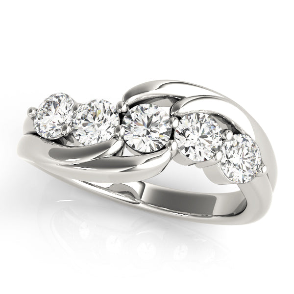 Prong Set Half Eternity Ring in Gold & Platinum