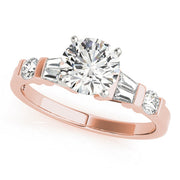 Refined Fancy Shape Baguette Remounts Round Diamond Engagement Ring in 10K/14K gold and platinum with certified lab-grown or natural diamonds