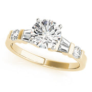 Refined Fancy Shape Baguette Remounts Round Diamond Engagement Ring in 10K/14K gold and platinum with certified lab-grown or natural diamonds