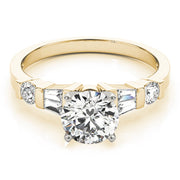 Refined Fancy Shape Baguette Remounts Round Diamond Engagement Ring in 10K/14K gold and platinum with certified lab-grown or natural diamonds
