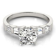 Refined Fancy Shape Baguette Remounts Round Diamond Engagement Ring in 10K/14K gold and platinum with certified lab-grown or natural diamonds