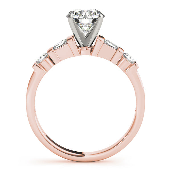 Refined Fancy Shape Baguette Remounts Round Diamond Engagement Ring in 10K/14K gold and platinum with certified lab-grown or natural diamonds