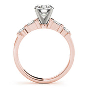 Refined Fancy Shape Baguette Remounts Round Diamond Engagement Ring in 10K/14K gold and platinum with certified lab-grown or natural diamonds