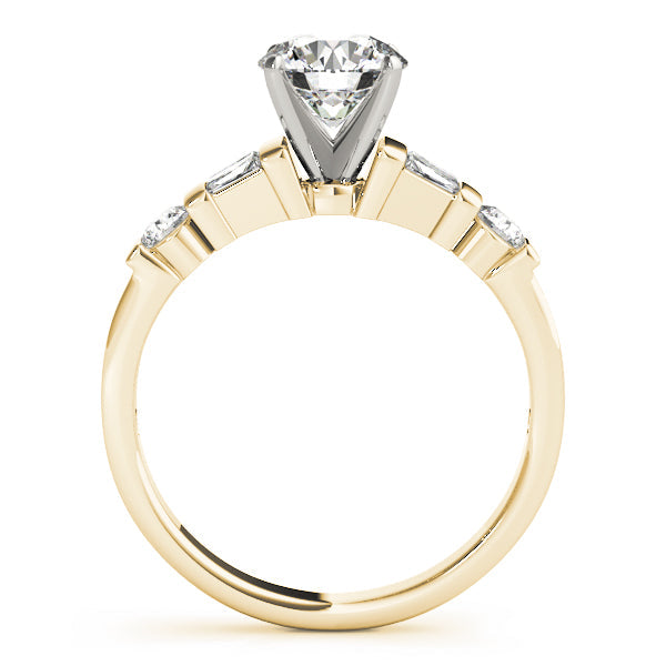 Refined Fancy Shape Baguette Remounts Round Diamond Engagement Ring in 10K/14K gold and platinum with certified lab-grown or natural diamonds