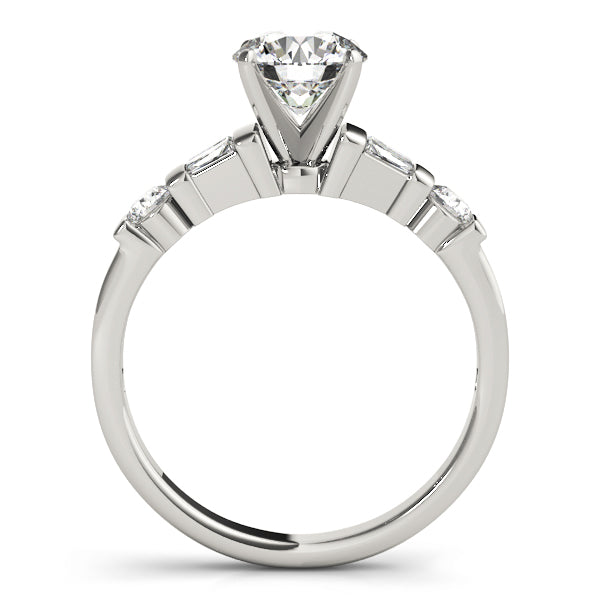 Refined Fancy Shape Baguette Remounts Round Diamond Engagement Ring in 10K/14K gold and platinum with certified lab-grown or natural diamonds