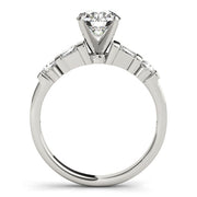 Refined Fancy Shape Baguette Remounts Round Diamond Engagement Ring in 10K/14K gold and platinum with certified lab-grown or natural diamonds