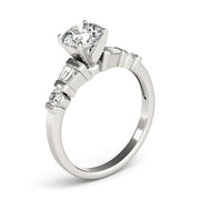 Refined Fancy Shape Baguette Remounts Round Diamond Engagement Ring in 10K/14K gold and platinum with certified lab-grown or natural diamonds