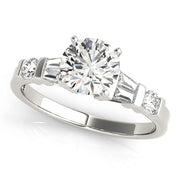Refined Fancy Shape Baguette Remounts Round Diamond Engagement Ring in 10K/14K gold and platinum with certified lab-grown or natural diamonds