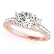 Artisan Cluster Sides Round Diamond Engagement Ring in 10K/14K gold and platinum with certified lab-grown or natural diamonds