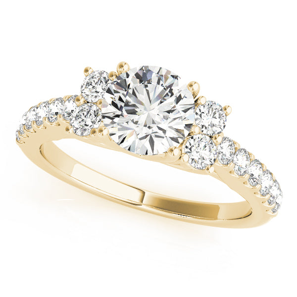 Artisan Cluster Sides Round Diamond Engagement Ring in 10K/14K gold and platinum with certified lab-grown or natural diamonds
