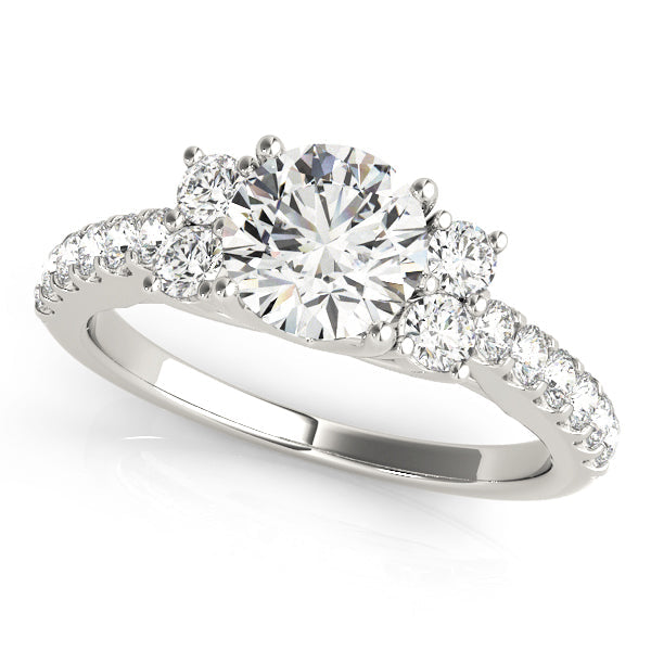 Artisan Cluster Sides Round Diamond Engagement Ring in 10K/14K gold and platinum with certified lab-grown or natural diamonds