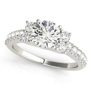 Artisan Cluster Sides Round Diamond Engagement Ring in 10K/14K gold and platinum with certified lab-grown or natural diamonds