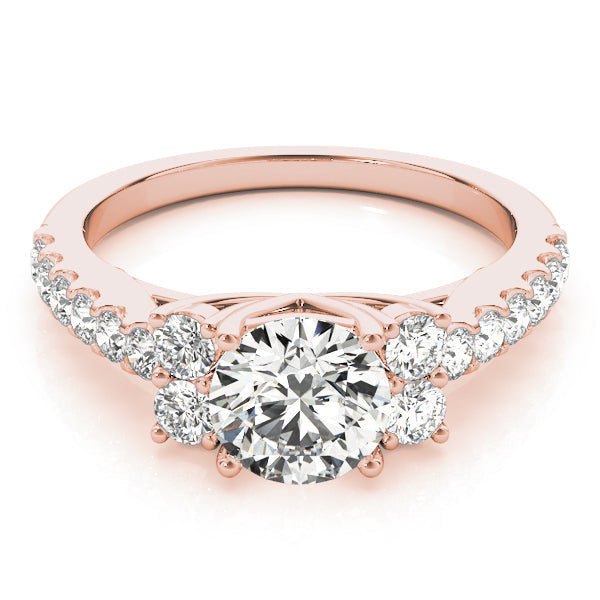 Artisan Cluster Sides Round Diamond Engagement Ring in 10K/14K gold and platinum with certified lab-grown or natural diamonds