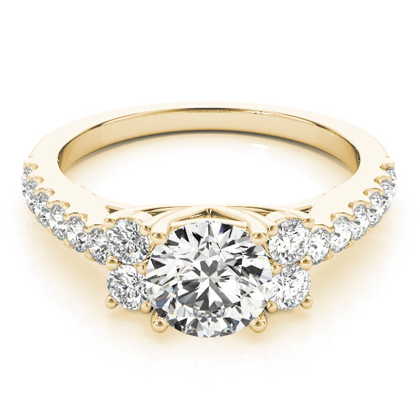 Artisan Cluster Sides Round Diamond Engagement Ring in 10K/14K gold and platinum with certified lab-grown or natural diamonds