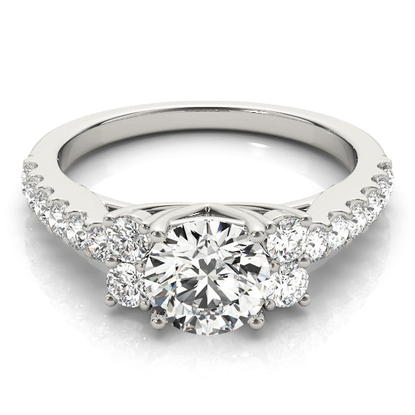 Artisan Cluster Sides Round Diamond Engagement Ring in 10K/14K gold and platinum with certified lab-grown or natural diamonds
