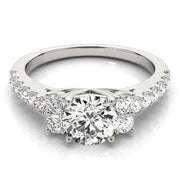 Artisan Cluster Sides Round Diamond Engagement Ring in 10K/14K gold and platinum with certified lab-grown or natural diamonds