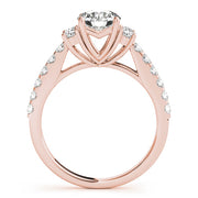 Artisan Cluster Sides Round Diamond Engagement Ring in 10K/14K gold and platinum with certified lab-grown or natural diamonds