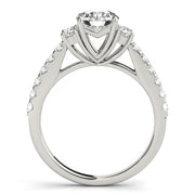 Artisan Cluster Sides Round Diamond Engagement Ring in 10K/14K gold and platinum with certified lab-grown or natural diamonds