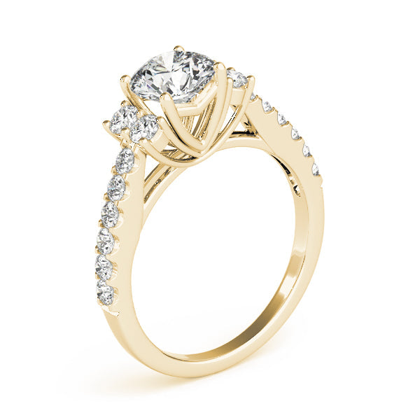 Artisan Cluster Sides Round Diamond Engagement Ring in 10K/14K gold and platinum with certified lab-grown or natural diamonds