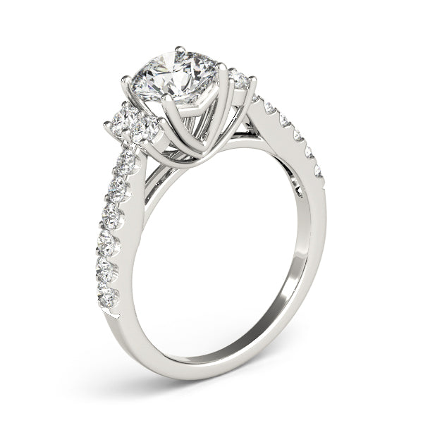 Artisan Cluster Sides Round Diamond Engagement Ring in 10K/14K gold and platinum with certified lab-grown or natural diamonds