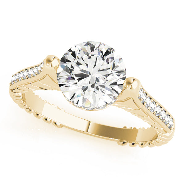Antique Round Diamond Engagement Ring in 10K/14K gold and platinum with certified lab-grown or natural diamonds