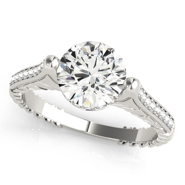 Antique Round Diamond Engagement Ring in 10K/14K gold and platinum with certified lab-grown or natural diamonds