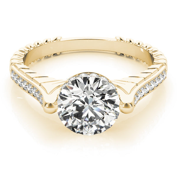 Antique Round Diamond Engagement Ring in 10K/14K gold and platinum with certified lab-grown or natural diamonds