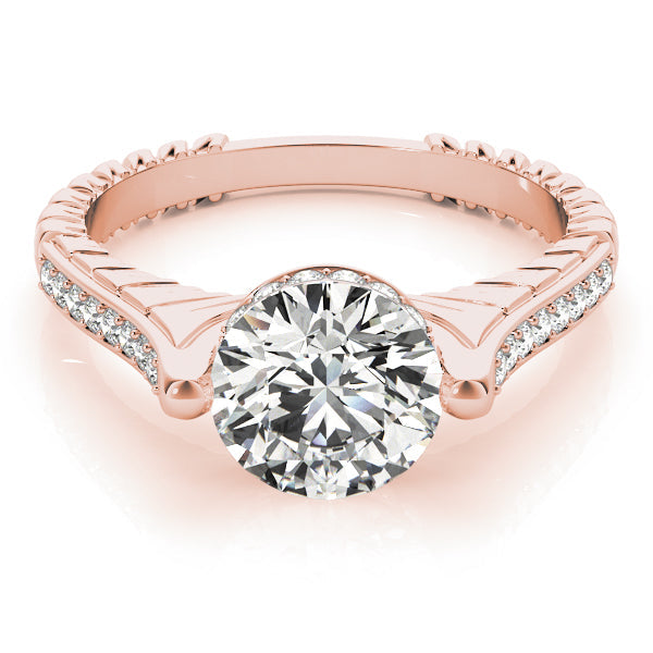 Antique Round Diamond Engagement Ring in 10K/14K gold and platinum with certified lab-grown or natural diamonds