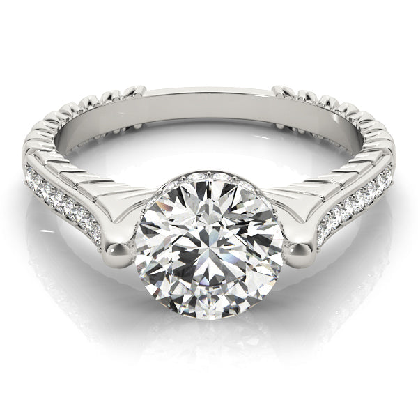 Antique Round Diamond Engagement Ring in 10K/14K gold and platinum with certified lab-grown or natural diamonds