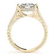 Antique Round Diamond Engagement Ring in 10K/14K gold and platinum with certified lab-grown or natural diamonds