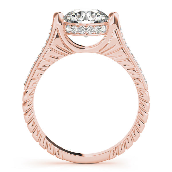 Antique Round Diamond Engagement Ring in 10K/14K gold and platinum with certified lab-grown or natural diamonds
