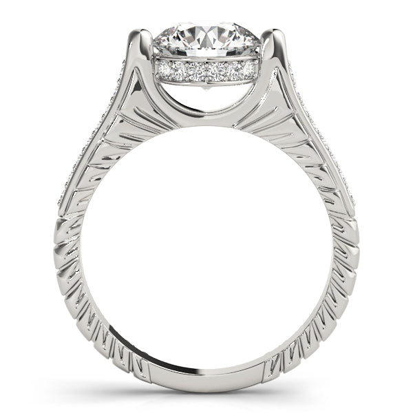 Antique Round Diamond Engagement Ring in 10K/14K gold and platinum with certified lab-grown or natural diamonds