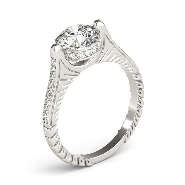 Antique Round Diamond Engagement Ring in 10K/14K gold and platinum with certified lab-grown or natural diamonds