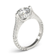 Antique Round Diamond Engagement Ring in 10K/14K gold and platinum with certified lab-grown or natural diamonds