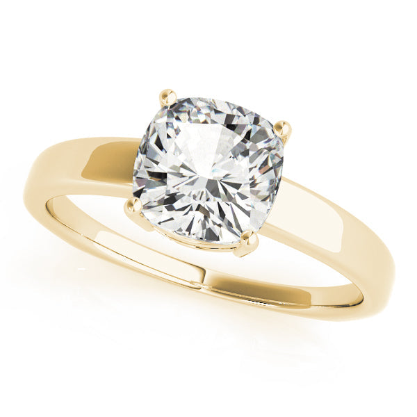Regal Solitaire Cushion Diamond Engagement Ring in 10K/14K gold and platinum with certified lab-grown or natural diamonds