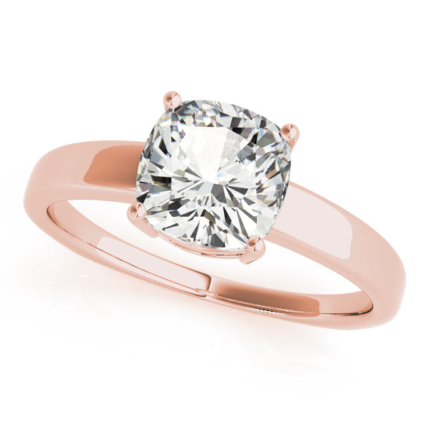 Regal Solitaire Cushion Diamond Engagement Ring in 10K/14K gold and platinum with certified lab-grown or natural diamonds