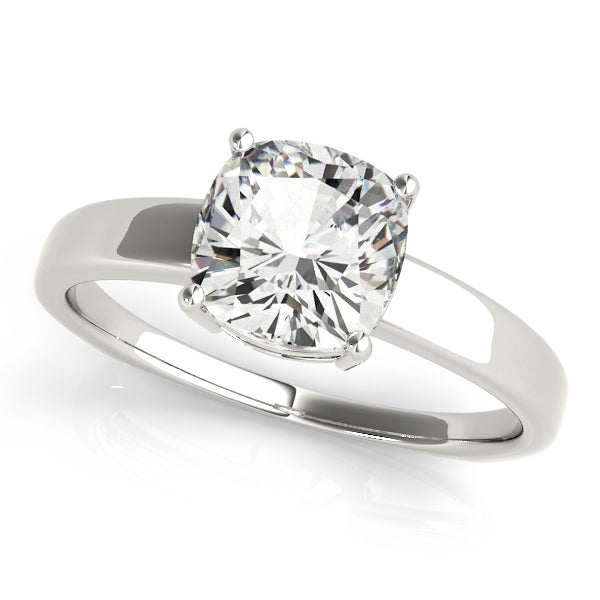 Regal Solitaire Cushion Diamond Engagement Ring in 10K/14K gold and platinum with certified lab-grown or natural diamonds