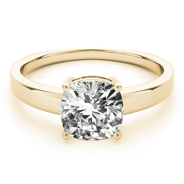 Regal Solitaire Cushion Diamond Engagement Ring in 10K/14K gold and platinum with certified lab-grown or natural diamonds