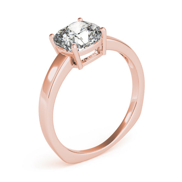 Regal Solitaire Cushion Diamond Engagement Ring in 10K/14K gold and platinum with certified lab-grown or natural diamonds