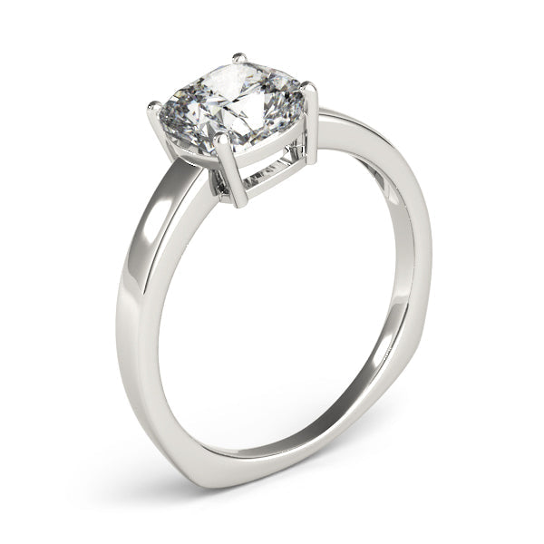 Regal Solitaire Cushion Diamond Engagement Ring in 10K/14K gold and platinum with certified lab-grown or natural diamonds