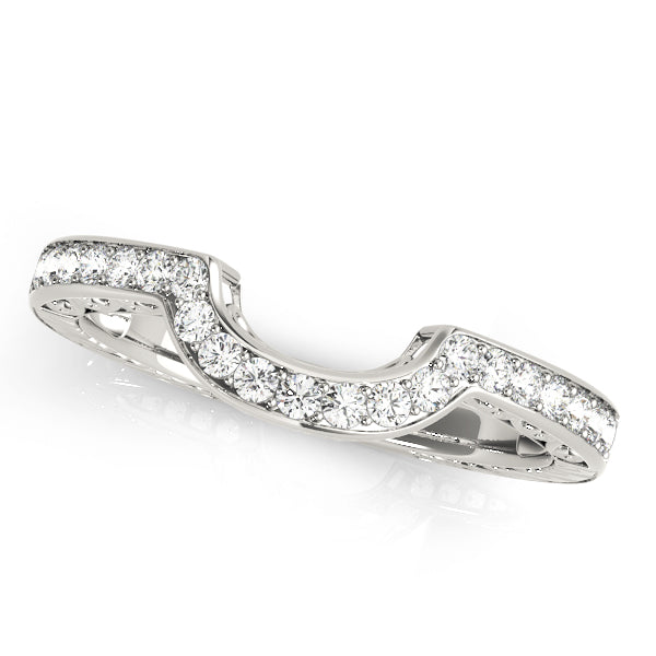 Prong in Channel Curved Half Eternity Ring in Gold & Platinum