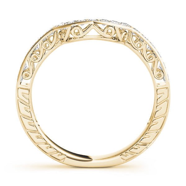 Prong in Channel Curved Half Eternity Ring in Gold & Platinum