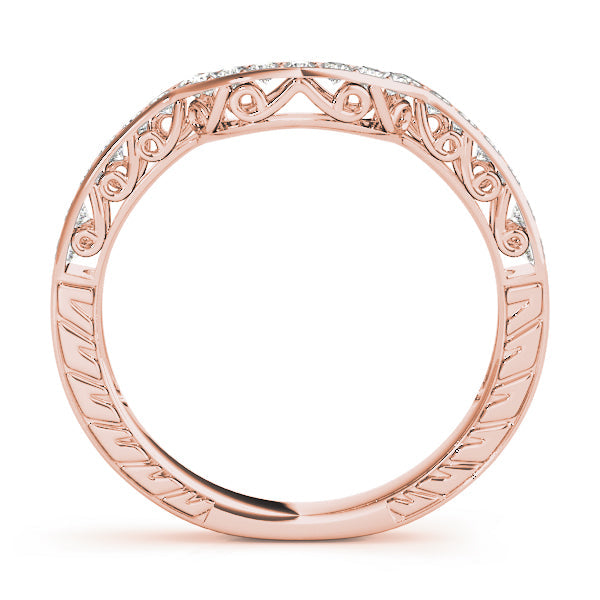 Prong in Channel Curved Half Eternity Ring in Gold & Platinum