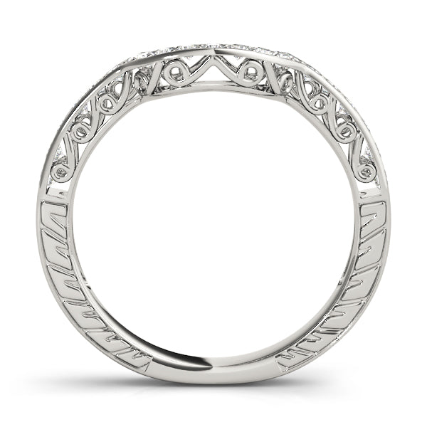 Prong in Channel Curved Half Eternity Ring in Gold & Platinum